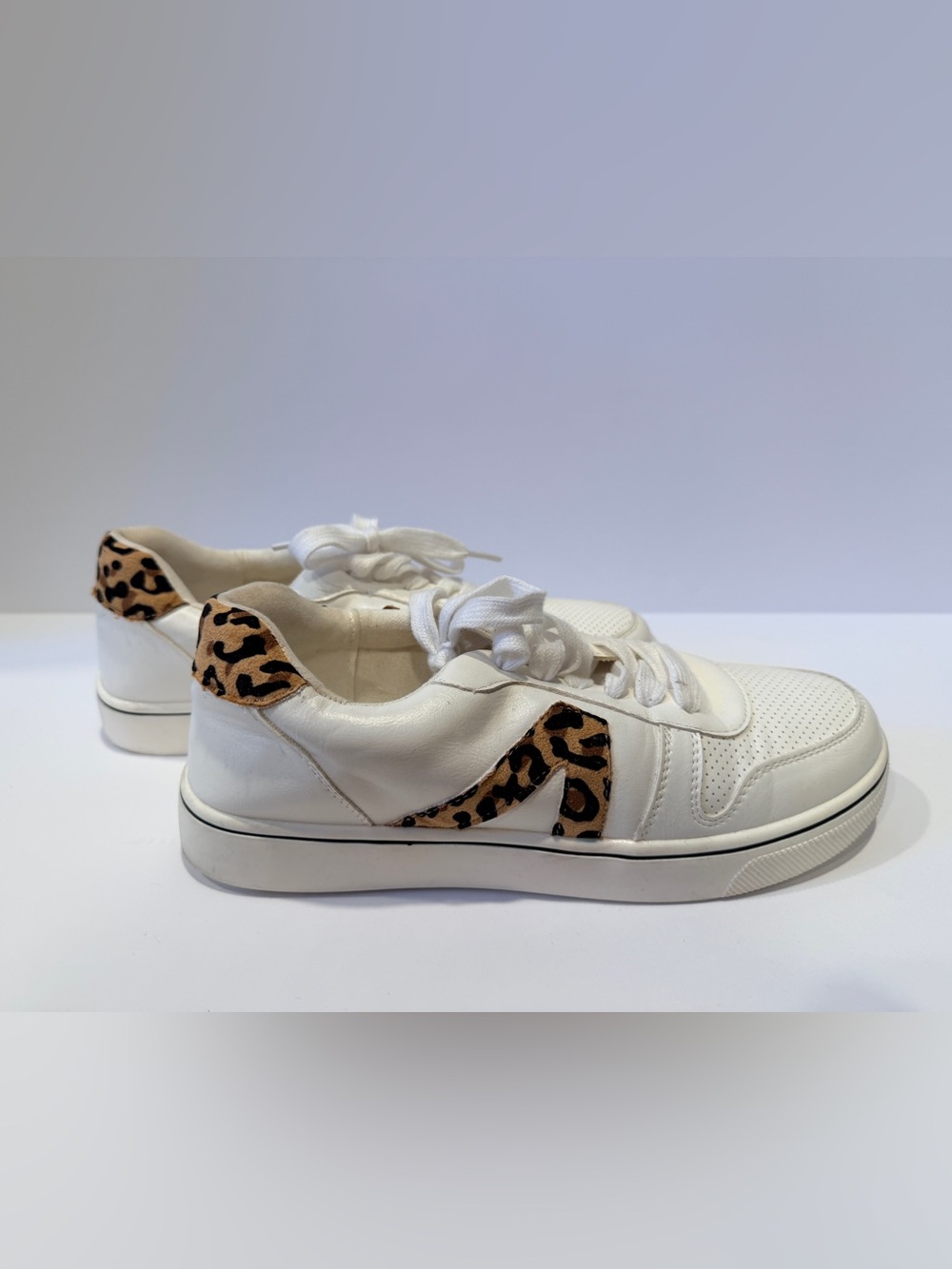 MIA White Sneakers with Leopard Accent